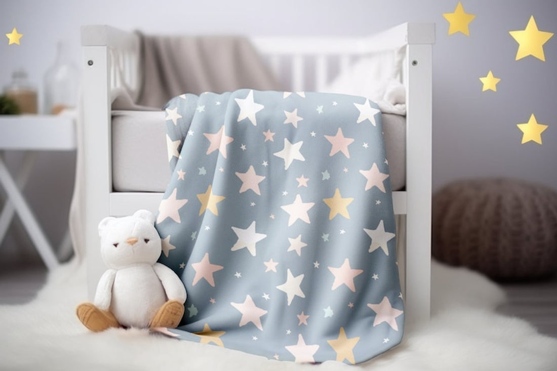 FUNSTUFFPRINT Pastel Stars Baby Swaddle, Celestial Newborn Swaddle, Pastel Baby Keepsake, Girl Swaddle, Gift for Baby Girl, Kids Blankets, Sherpa Blanket