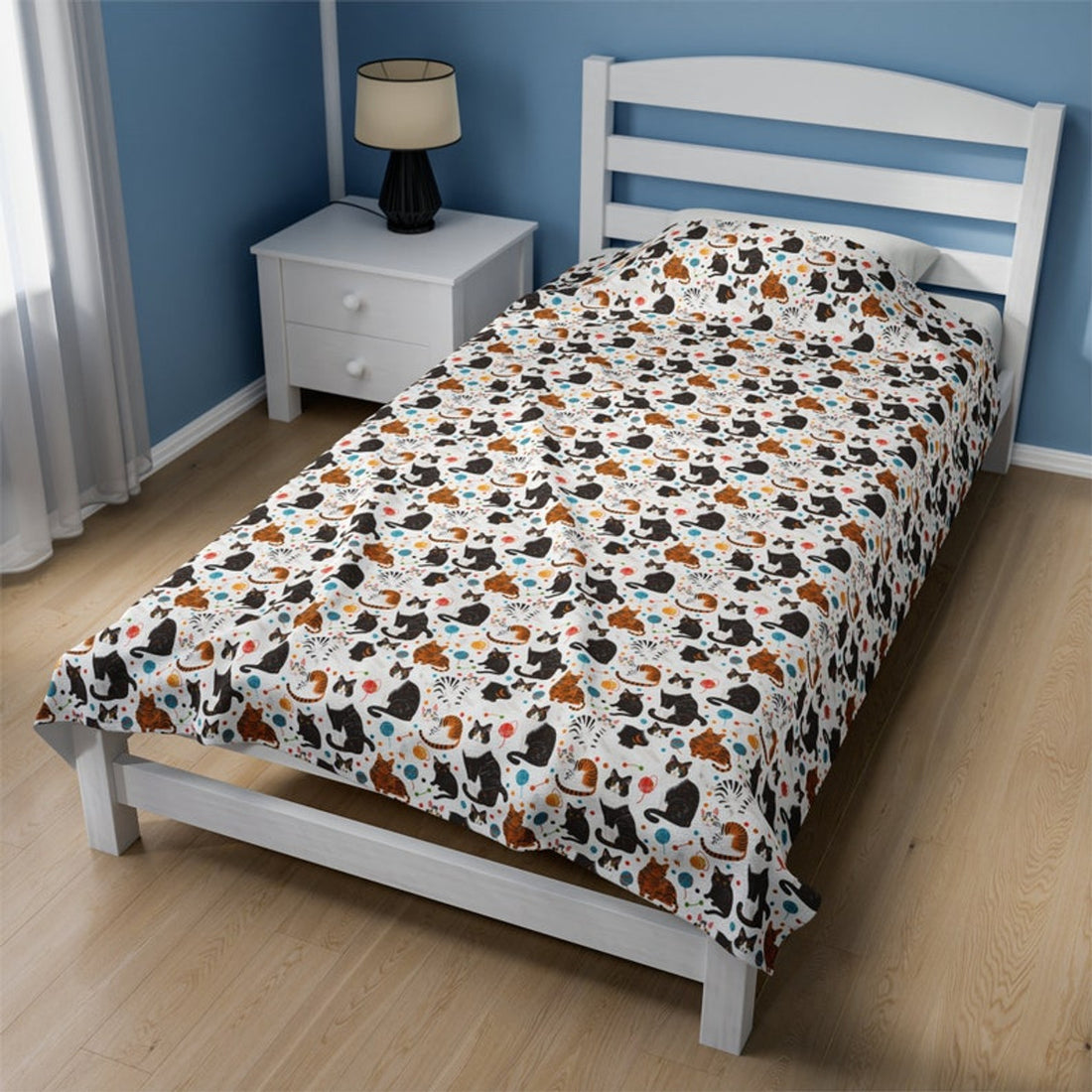 FUNSTUFFPRINT Cute Cats Pattern Velveteen Plush Blanket, soft blanket, cute cute blanket, cat blanket, cat pattern blanket baby blanket pet blanket