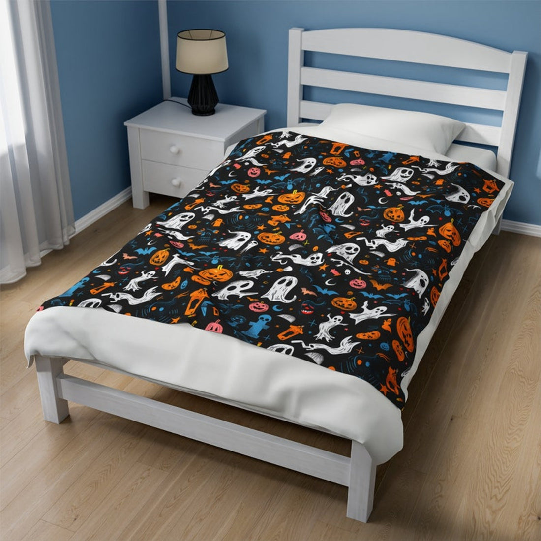 FUNSTUFFPRINT Cute Halloween Blanket Blanket Spooky Blanket Ghosts Pumpkins Magic Candy Halloween Gift for Her Kids Blanket