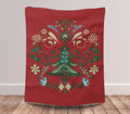 FUNSTUFFPRINT Christmas Blanket| Norwegian  Throw Blanket |Norwegian Christmas Tree Blanket| Swedish Folk Art Gift |Nordic Home Decor