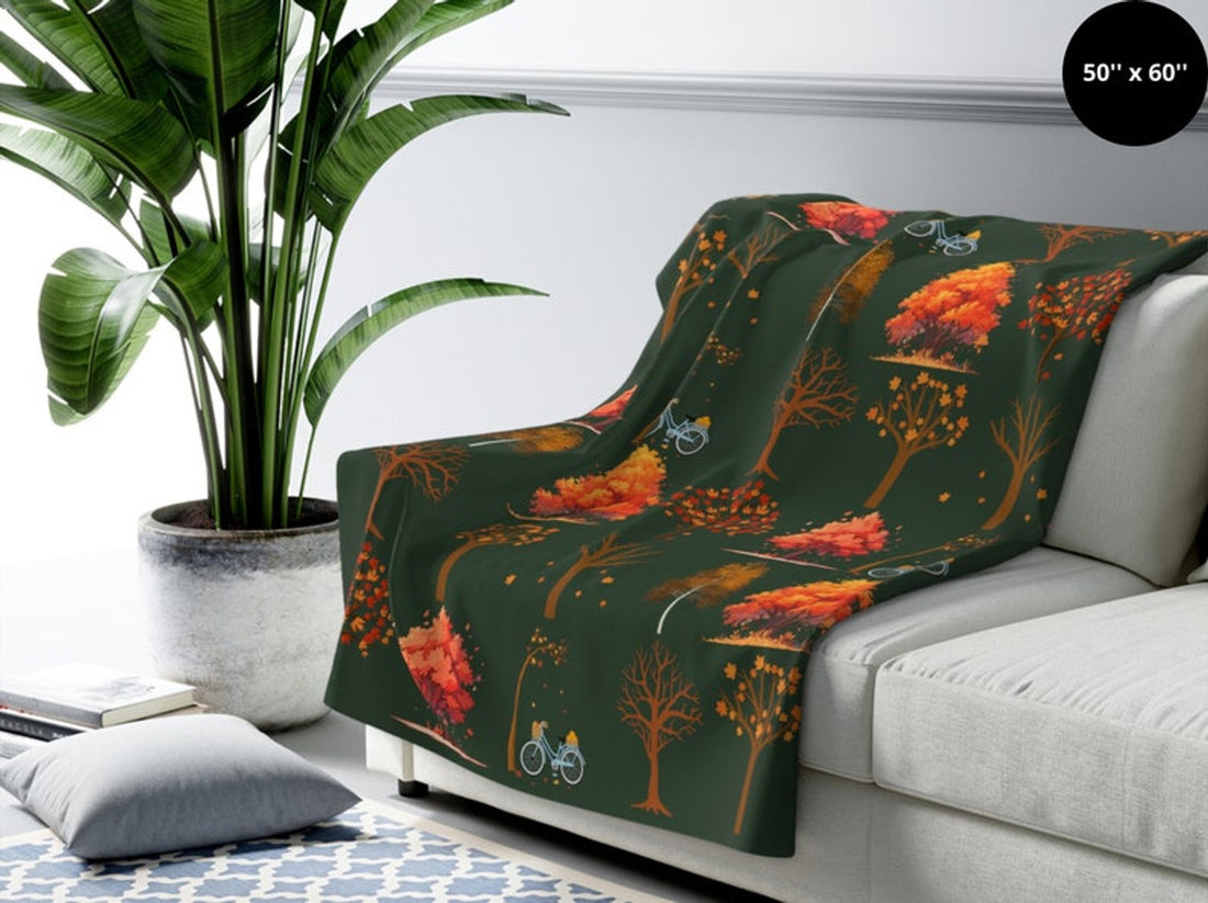 FUNSTUFFPRINT Fall Blanket |Fall Fleece Blanket |Autumn Leaves |Fall Autumn Decor |Cozy Fall Camping Blanket |Throw Gift |Autumn Blanket |Sofa Blanket