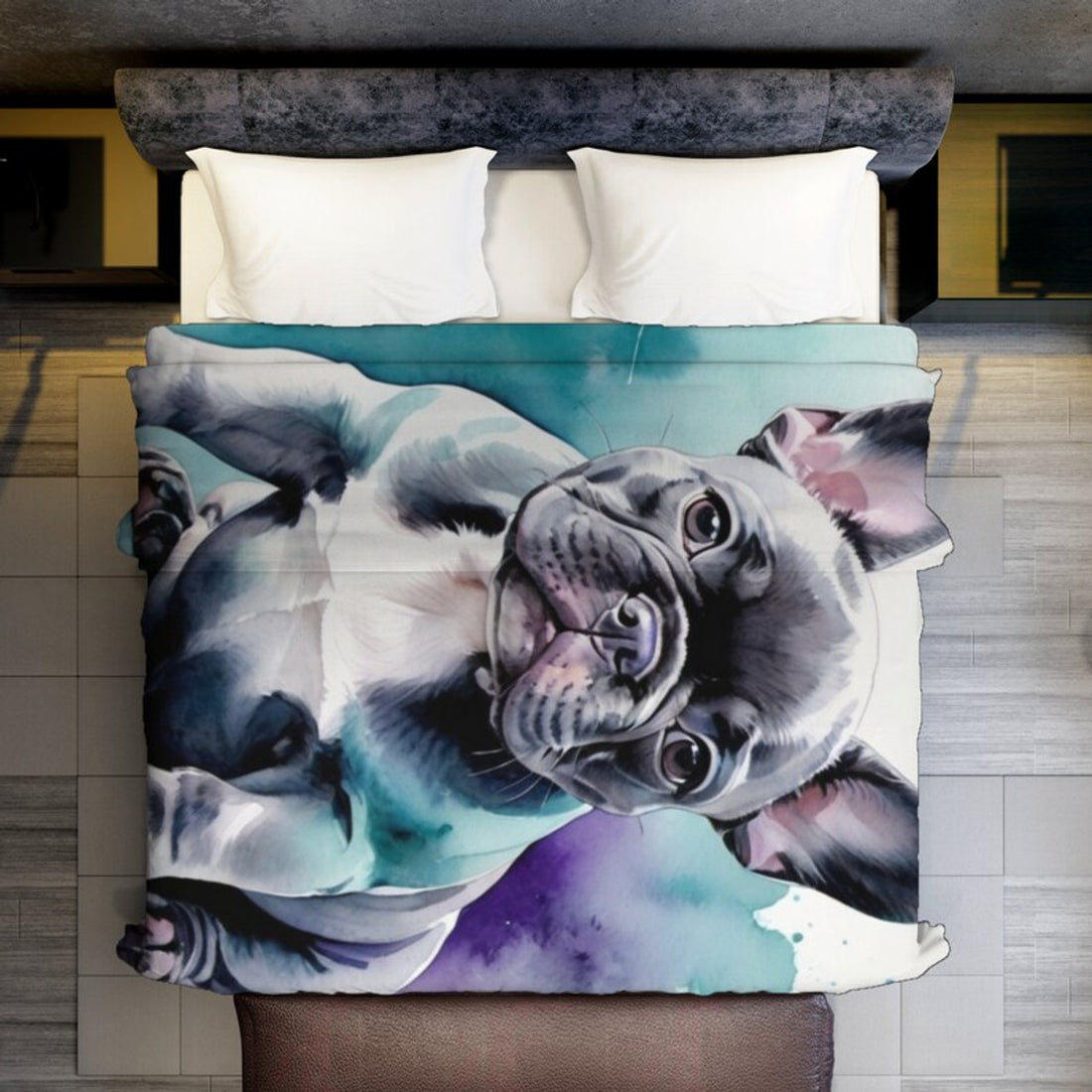 FUNSTUFFPRINT Blanket, French Bulldog Puppy Minky Blanket, Soft Bulldog Blanket