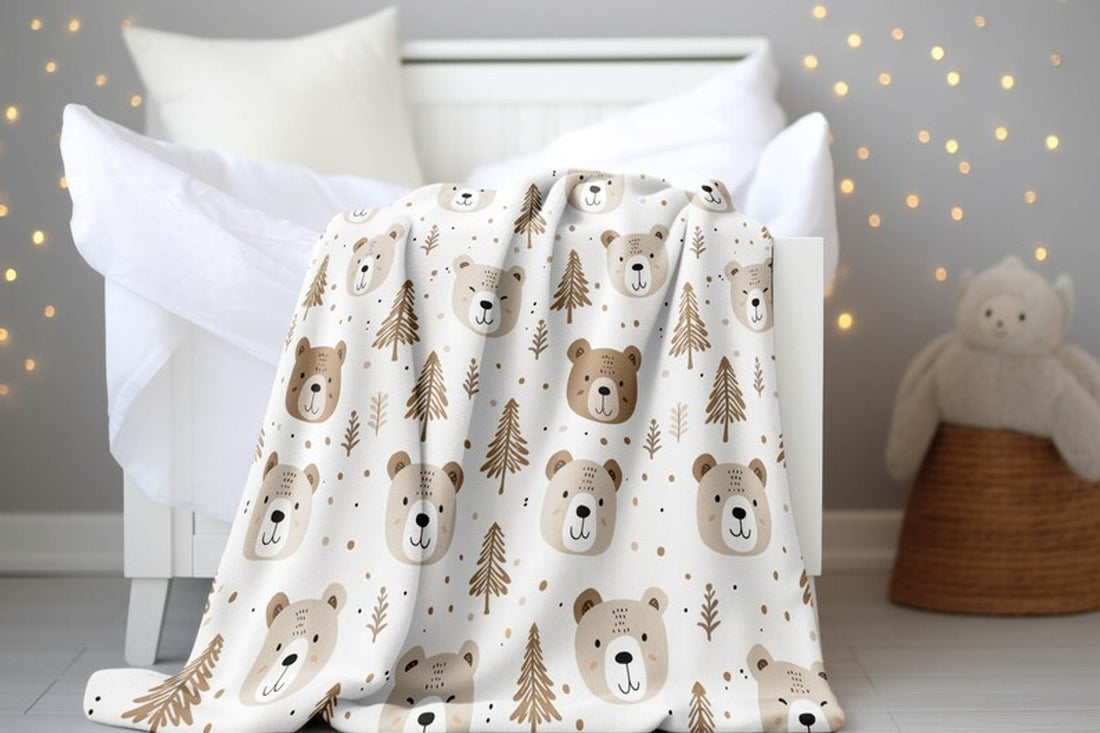 FUNSTUFFPRINT Bear Baby Boy Blanket, Nursery Baby Blanket, Baby Shower Gift, Expecting Mom Gift, Infant Swaddle Blanket, Kids Blanket, Sherpa Blanket