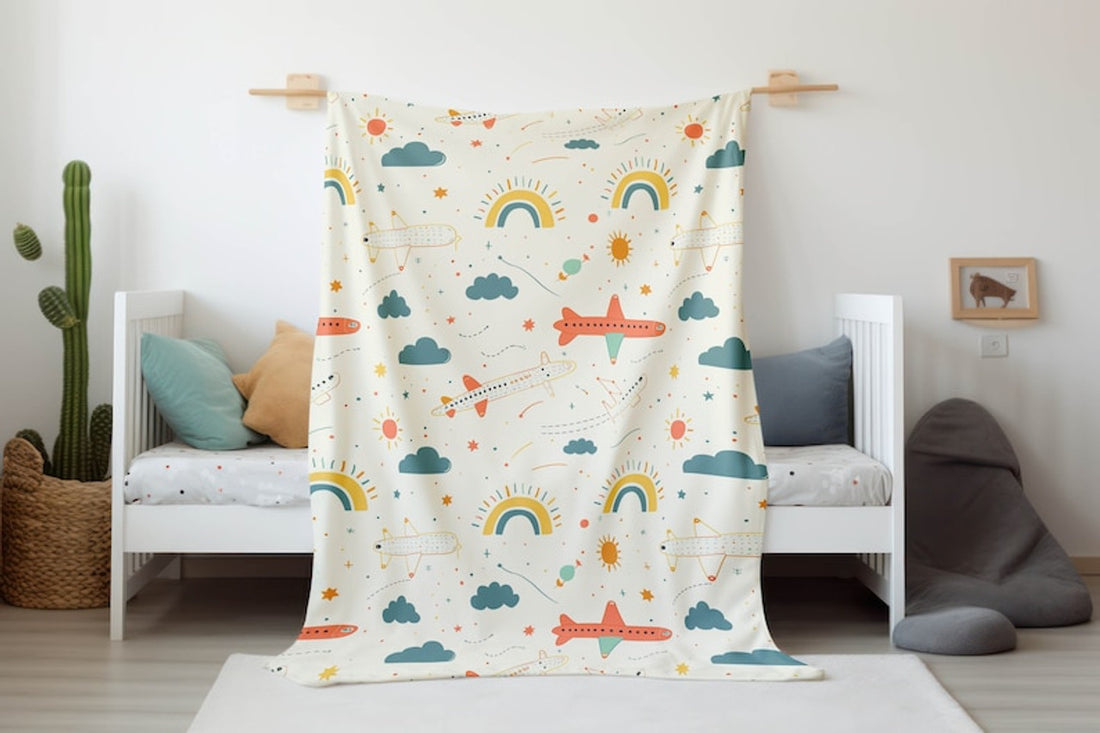 FUNSTUFFPRINT Airplanes Baby Boy Blanket Airplane Baby Gift Airplanes Nursery Bedding Newborn Gifts Aviation Blanket Aviator Nurser Baby Boy Blanket