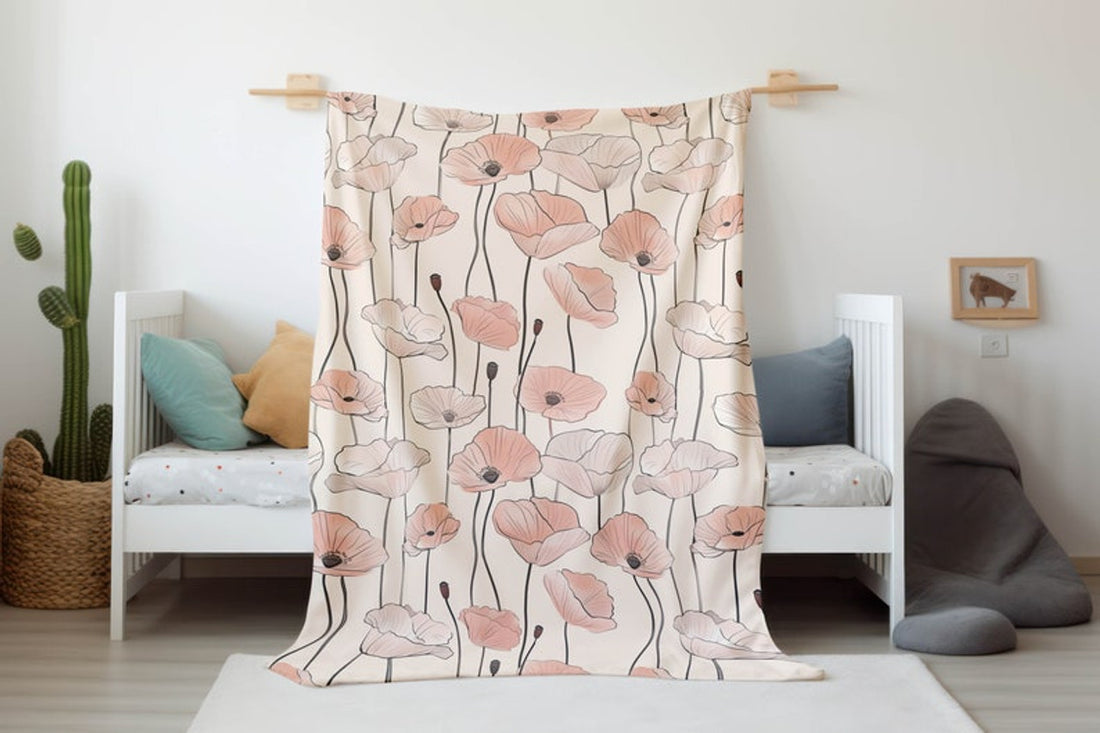 FUNSTUFFPRINT Beige Floral Baby Blanket Baby Shower Gift Light Pink Floral Swaddle Blanket Newborn Floral Blanket Baby Flower Keepsake Blanket
