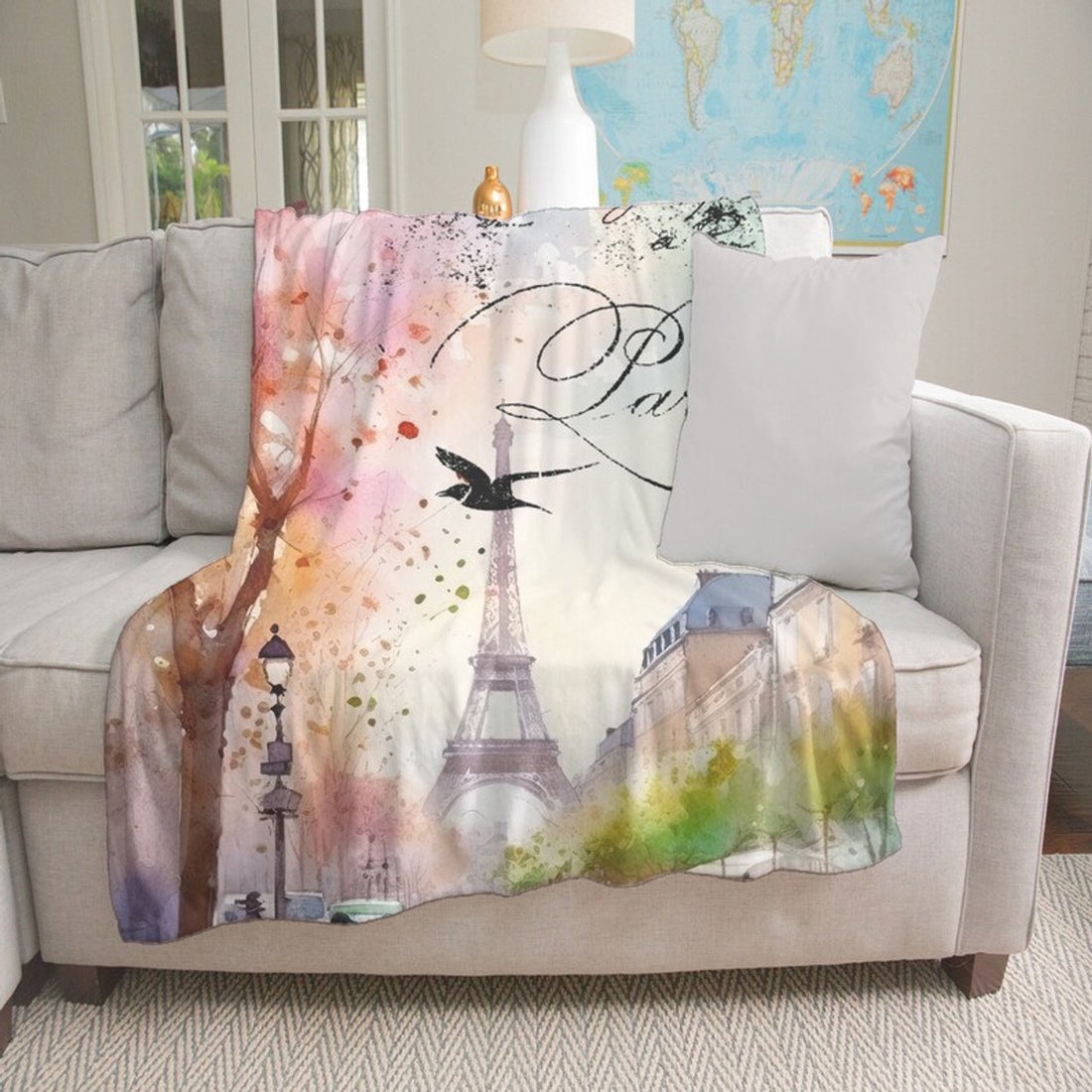 FUNSTUFFPRINT Paris Minky Blanket, Beautiful Paris, Eiffel Tower Minky Blanket