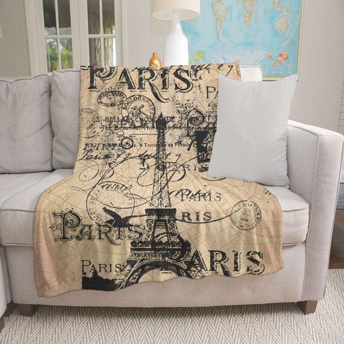 FUNSTUFFPRINT Eiffel Tower Minky Blanket, Paris Printed with Eiffel Tower Minky Blanket
