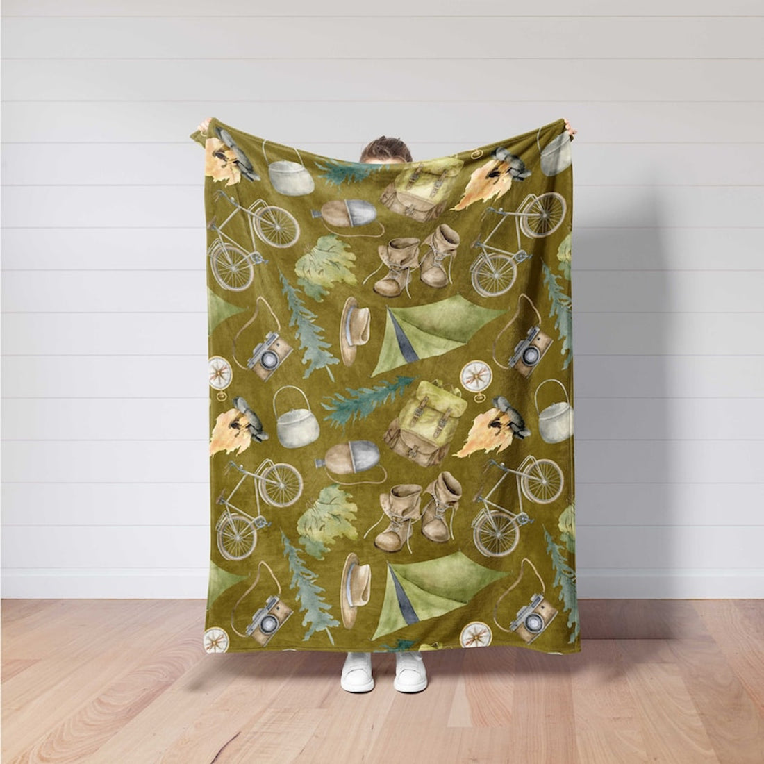 FUNSTUFFPRINT Camp Life Blanket, Birthday Gift For Happy Camper And Hiker, Cottagecore Decor, Van Life, Road Trip Gift,Fall Nature Forest Mountain Blanket