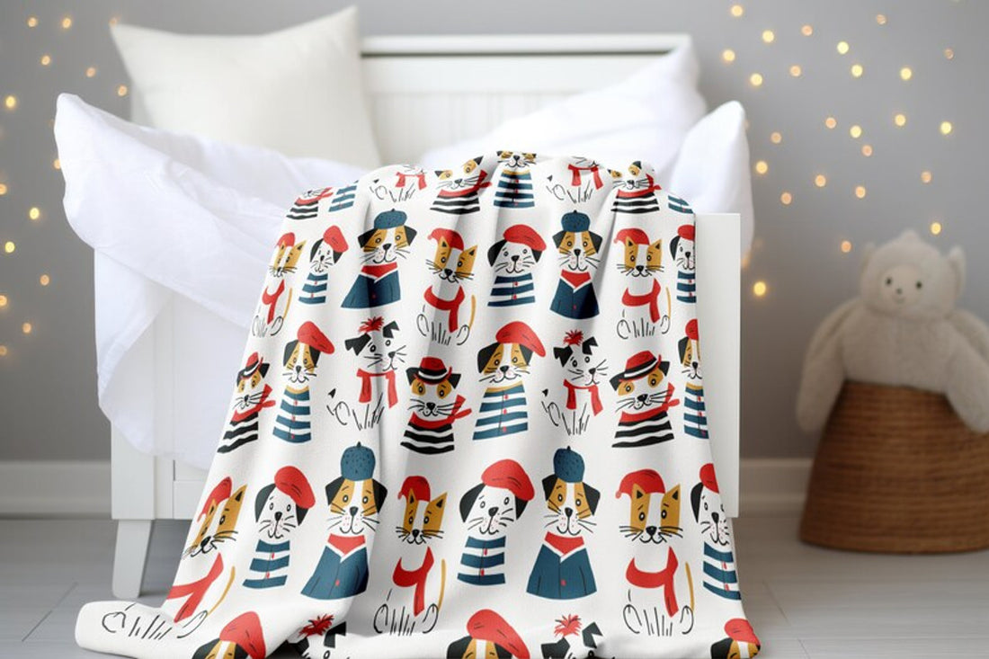 FUNSTUFFPRINT Cute Dogs Baby Blanket, Baby Swaddle, Animal Keepsake Blanket, Baby Shower Gift, Childrens Kids Blankets, Sherpa Blanket, Velveteen Blanket