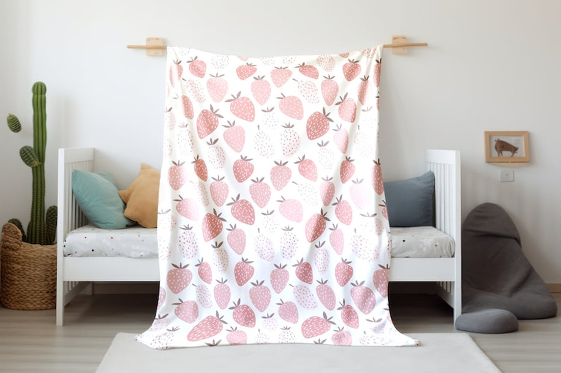 FUNSTUFFPRINT Pastel Strawberry Baby Blanket, Pink Baby Blanket, Baby Girl Blanket Children Kids Blanket, Sherpa Blanket, Velveteen Blanket, Throw Blanket