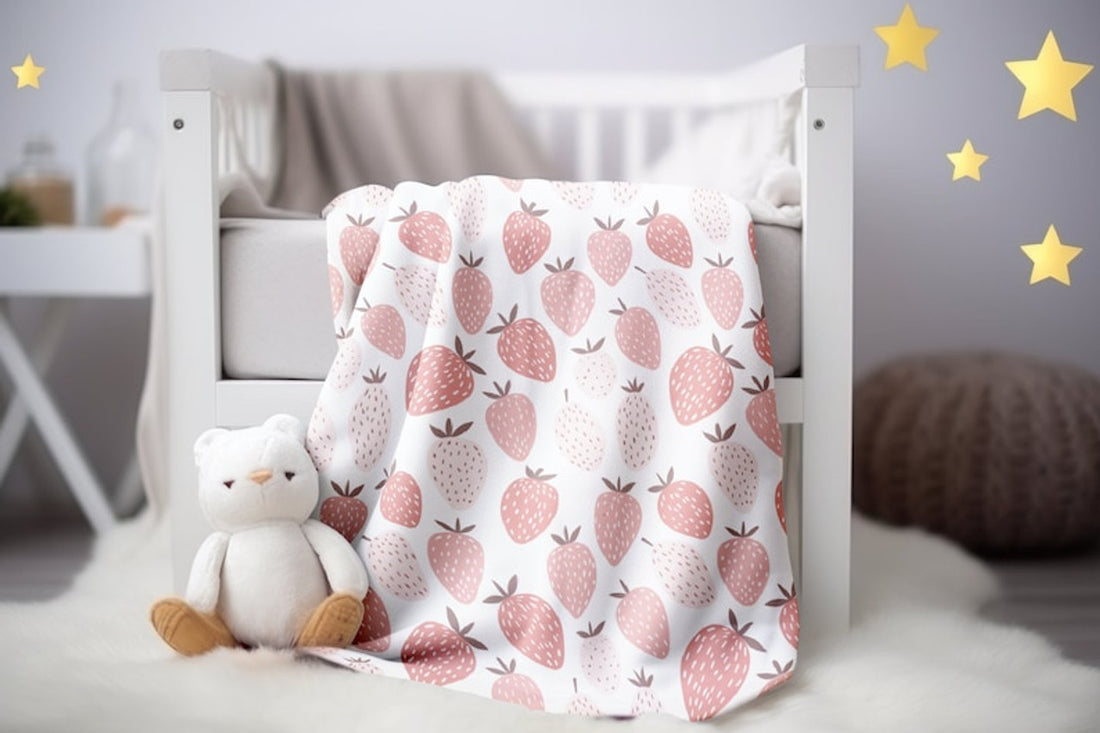 FUNSTUFFPRINT Pastel Strawberry Baby Blanket, Pink Baby Blanket, Baby Girl Blanket Children Kids Blanket, Sherpa Blanket, Velveteen Blanket, Throw Blanket