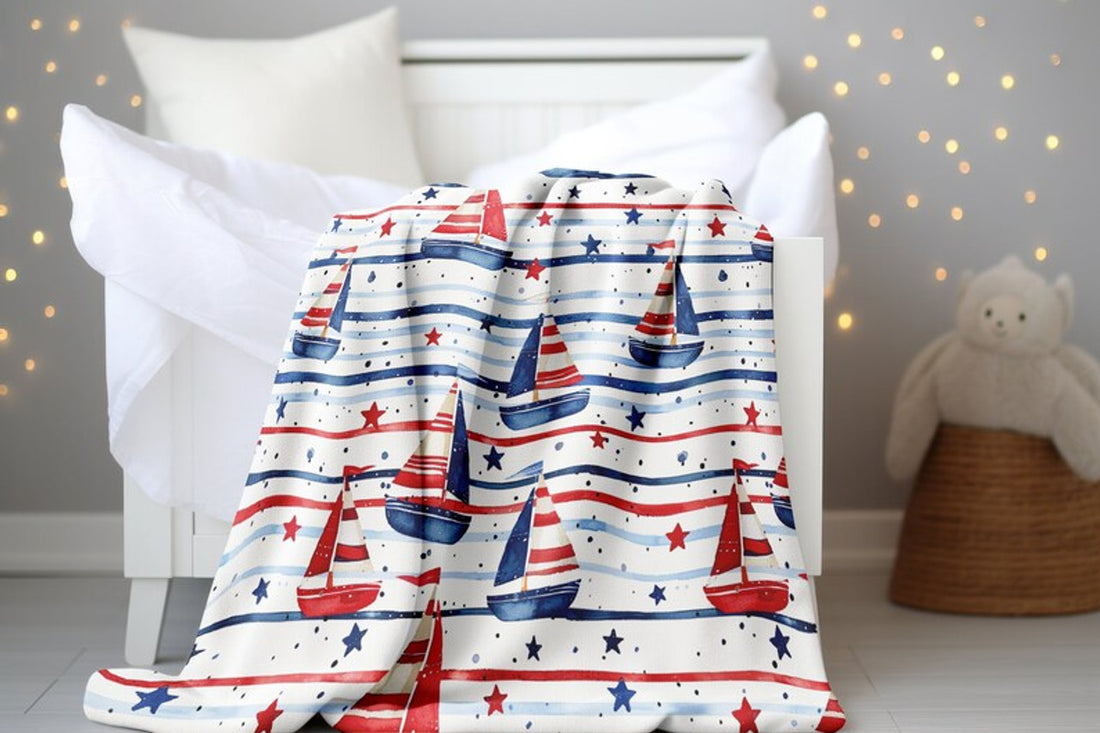 FUNSTUFFPRINT Sailboats Baby Blanket, Nautical Baby Keepsake, Baby Shower Gift, Children Kids Blankets, Baby Boy Blanket, New Mom Gift, Baby Boy Blanket