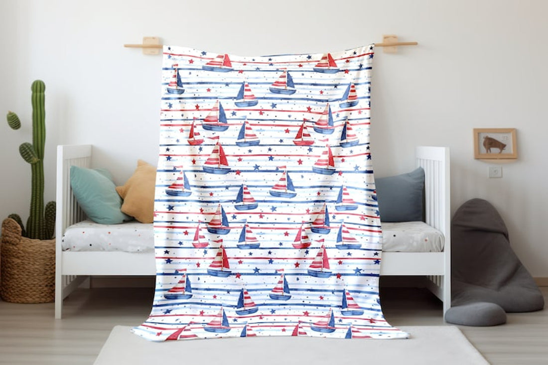 FUNSTUFFPRINT Sailboats Baby Blanket, Nautical Baby Keepsake, Baby Shower Gift, Children Kids Blankets, Baby Boy Blanket, New Mom Gift, Baby Boy Blanket