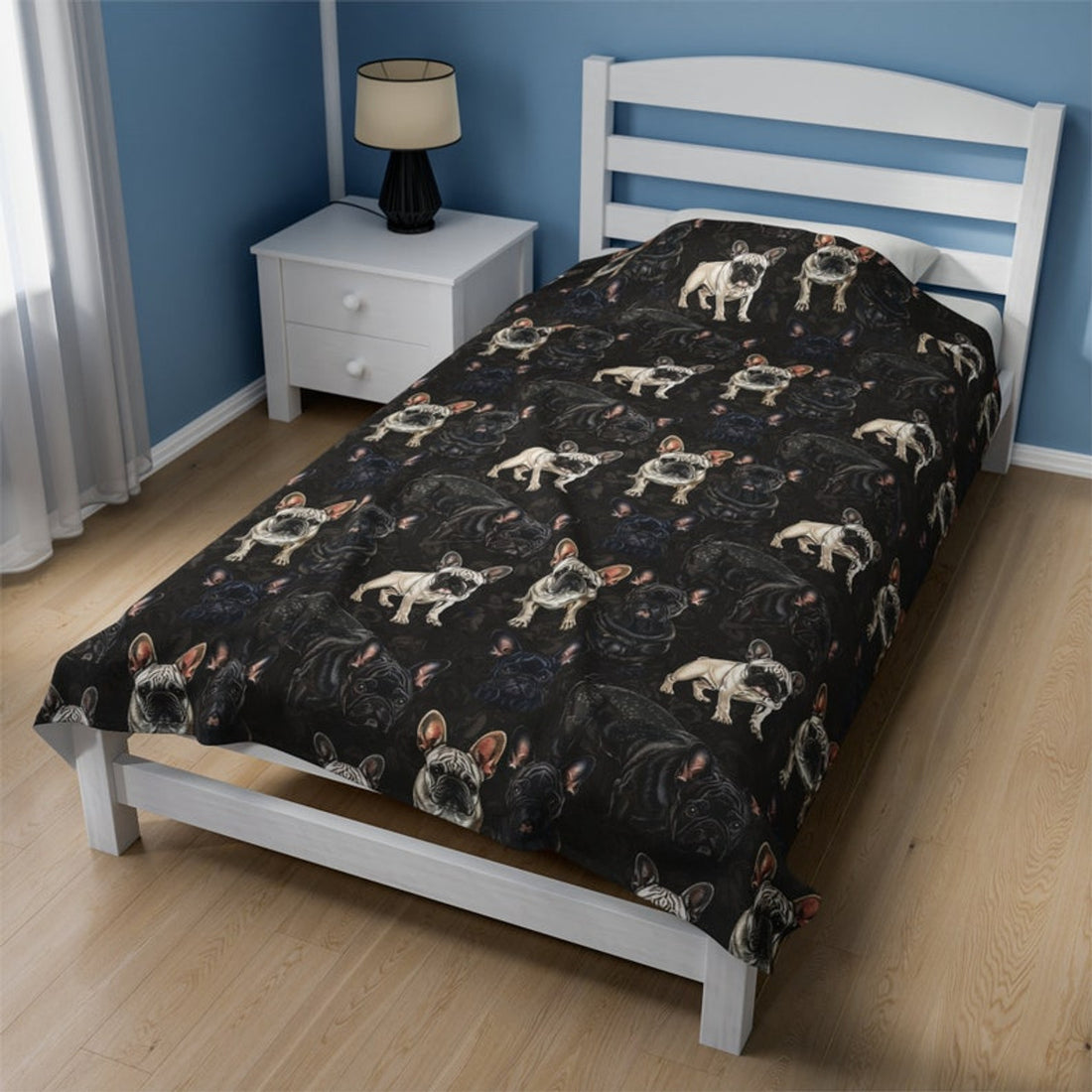 FUNSTUFFPRINT Cute Dog Blanket Velveteen Plush Blanket, soft blanket, cute blanket, Frenchie blanket, French bull dog blanket baby blanket dog blanket