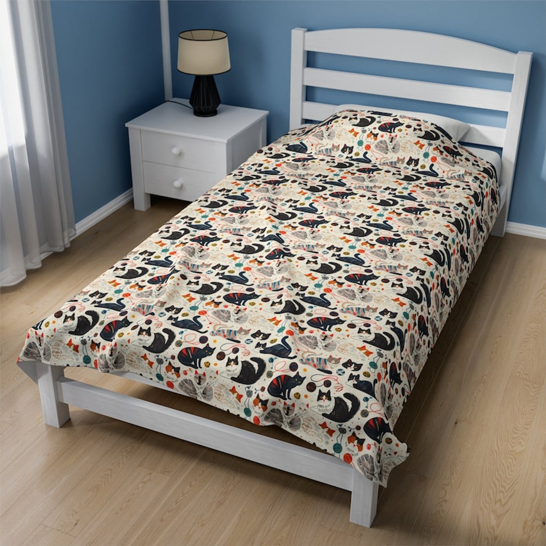 FUNSTUFFPRINT Cute Cat Pattern Velveteen Plush Blanket, soft blanket, cute cute blanket, cat blanket, cat pattern blanket baby blanket pet blanket