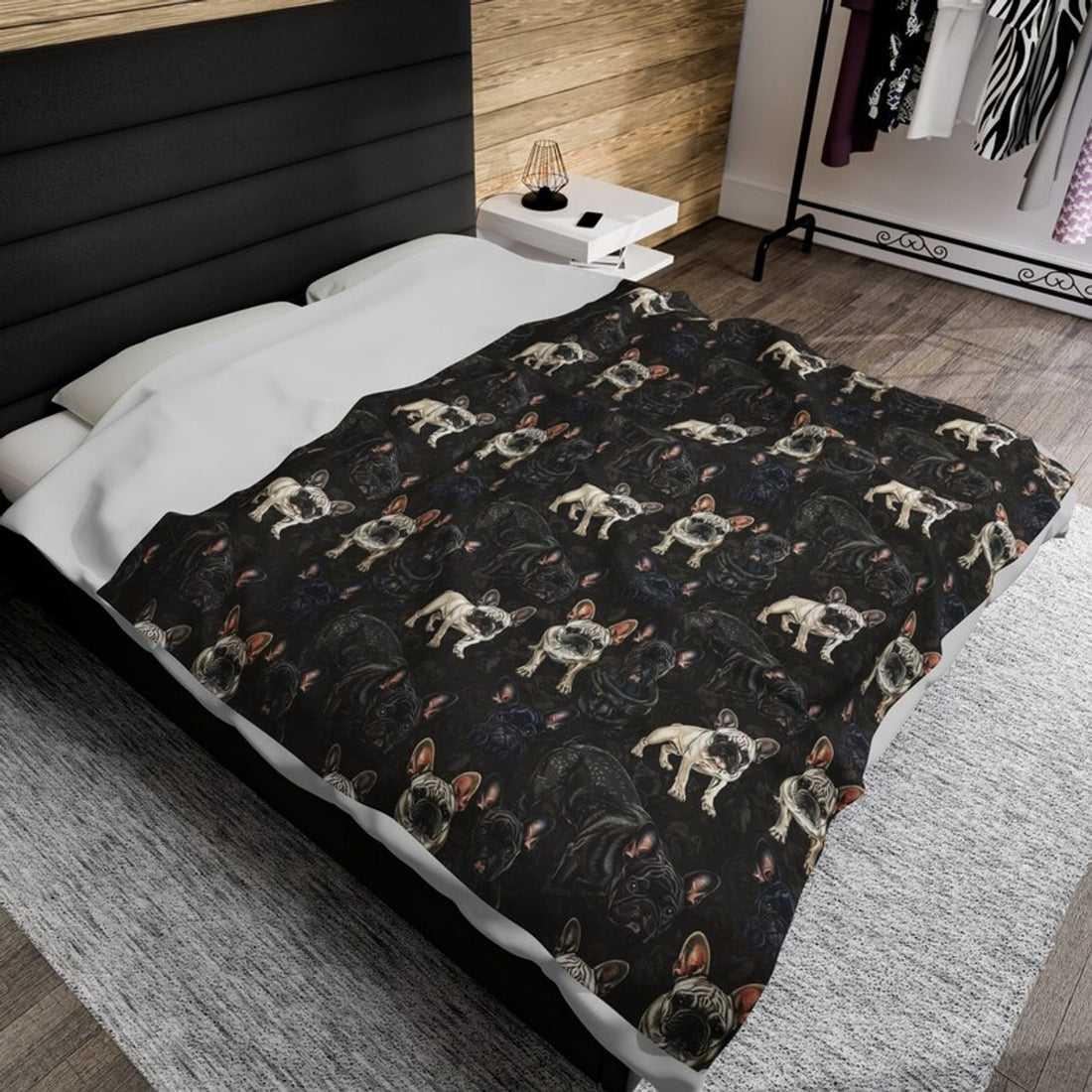 FUNSTUFFPRINT Cute Dog Blanket Velveteen Plush Blanket, soft blanket, cute blanket, Frenchie blanket, French bull dog blanket baby blanket dog blanket