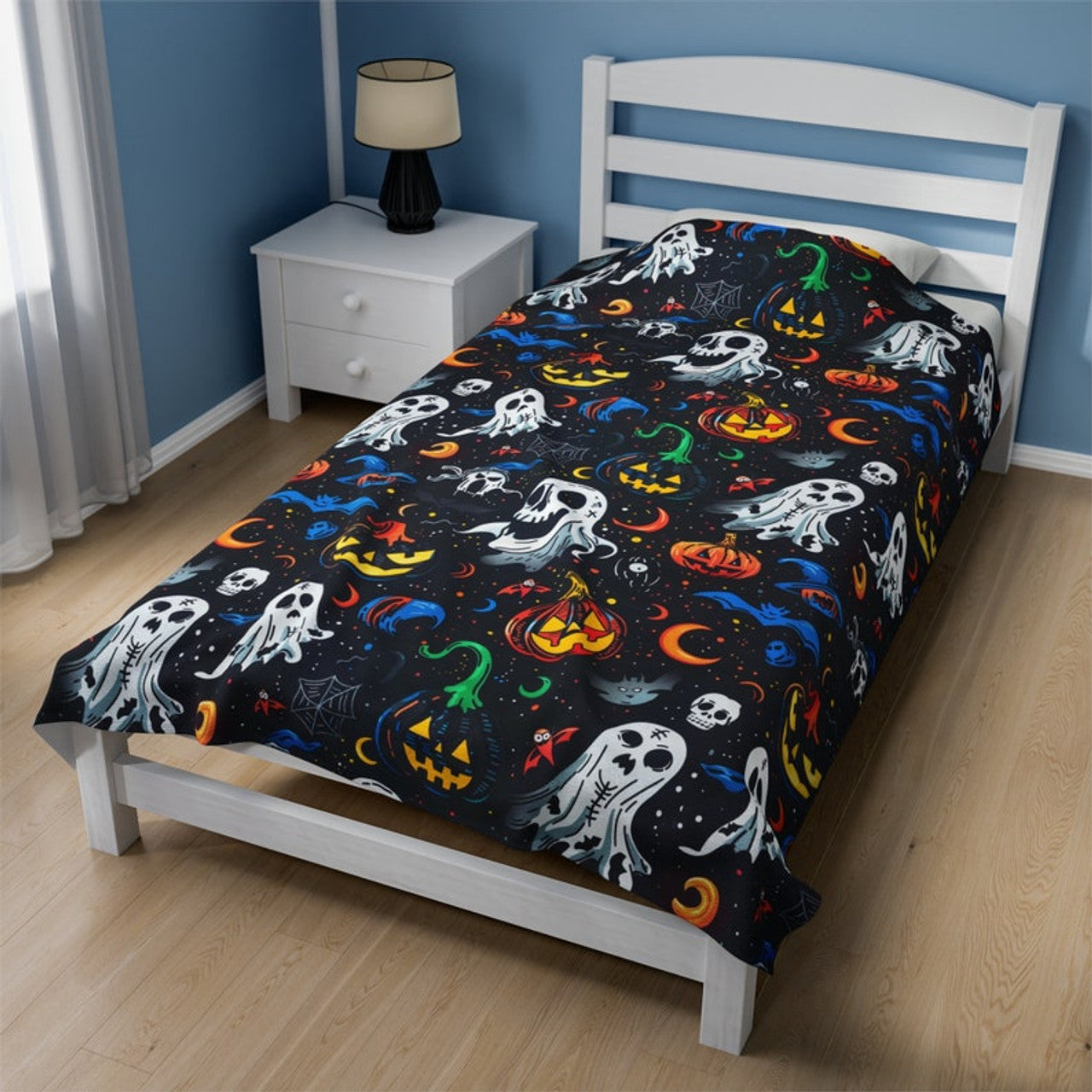 FUNSTUFFPRINT Cute Halloween Blanket Blanket Spooky Blanket Ghosts Pumpkins Magic Candy Corn Halloween Gift for Her Kids Blanket