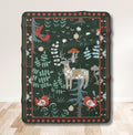 FUNSTUFFPRINT Folk Art Scandinavian Blanket| Woodland Animals| Swedish Norwegian Folk Art Blanket |Norwegian Christmas Blanket| Nordic Home Decor