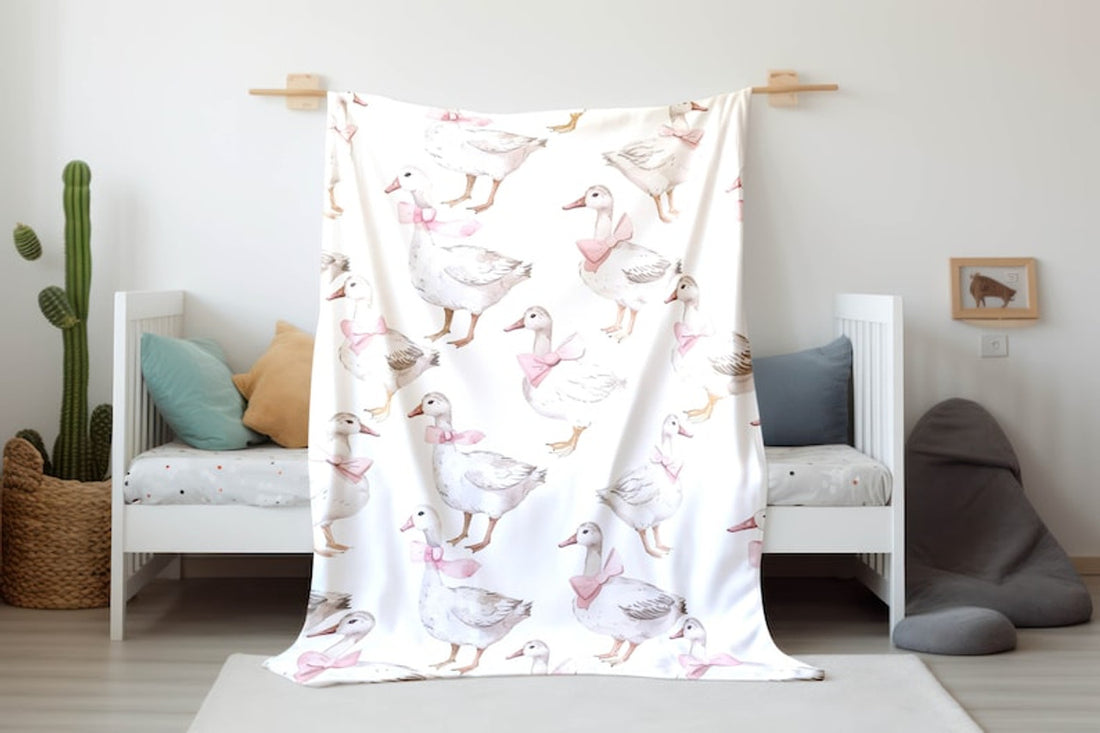 FUNSTUFFPRINT Goose Baby Blanket Geese Bow blanket Farm Baby New Baby Gift Duck blanket Farm Nursery Boho Nursery Baby Shower Gift Sherpa Baby Blanket