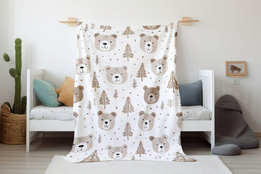FUNSTUFFPRINT Bear Baby Boy Blanket, Nursery Baby Blanket, Baby Shower Gift, Expecting Mom Gift, Infant Swaddle Blanket, Kids Blanket, Sherpa Blanket