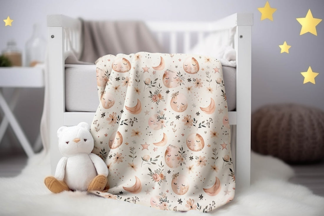 FUNSTUFFPRINT Celestial Moon Baby Blanket, Baby Neutral Moon Stars Blanket, Velveteen Blanket, Sherpa Blanket, Baby Girl Blanket, Vintage Moon Blanket