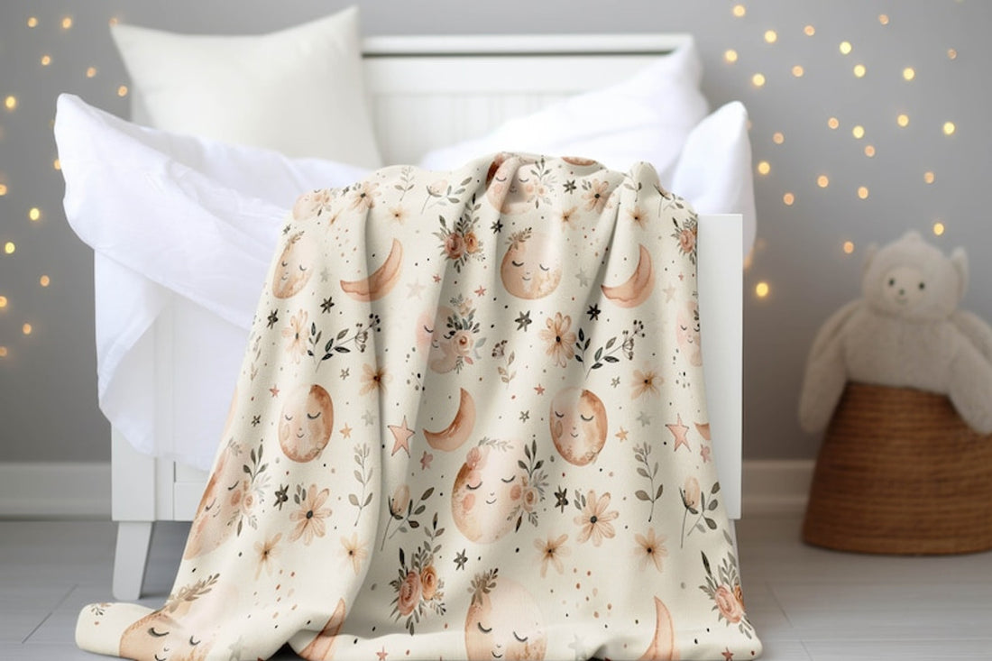FUNSTUFFPRINT Celestial Moon Baby Blanket, Baby Neutral Moon Stars Blanket, Velveteen Blanket, Sherpa Blanket, Baby Girl Blanket, Vintage Moon Blanket
