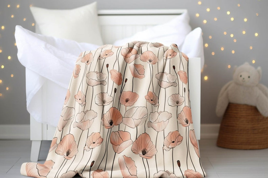 FUNSTUFFPRINT Beige Floral Baby Blanket Baby Shower Gift Light Pink Floral Swaddle Blanket Newborn Floral Blanket Baby Flower Keepsake Blanket