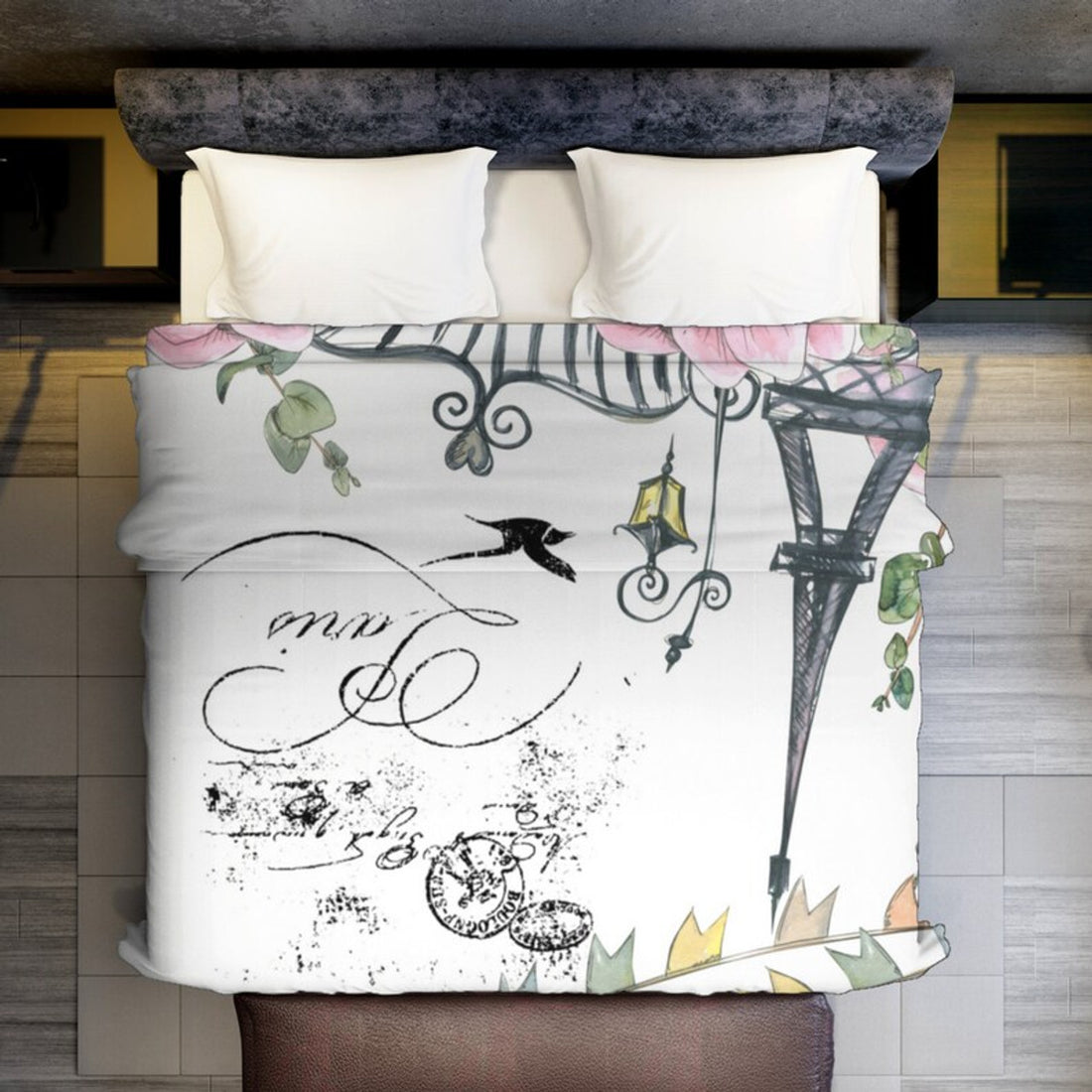 FUNSTUFFPRINT Minky Blanket, Pink and White Eiffel Tower Minky Blanket, Paris Minky Blanket