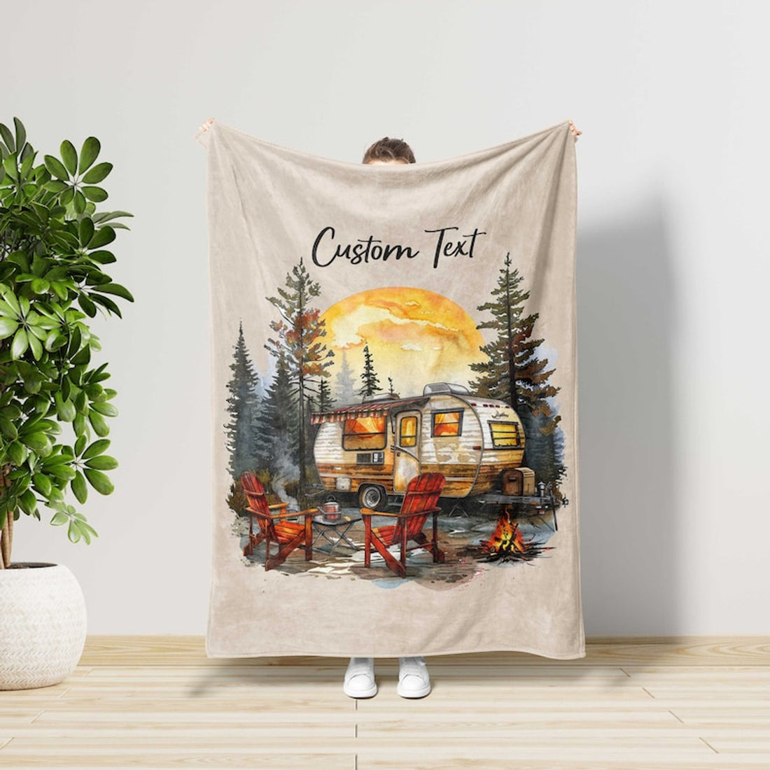 FUNSTUFFPRINT Camping Caravan Blanket, Forest Adventure Blanket, Campfire Blanket, Outdoor Decor, Camping Bedding,Summer Blanket,Graphic Blanket,Camp Life