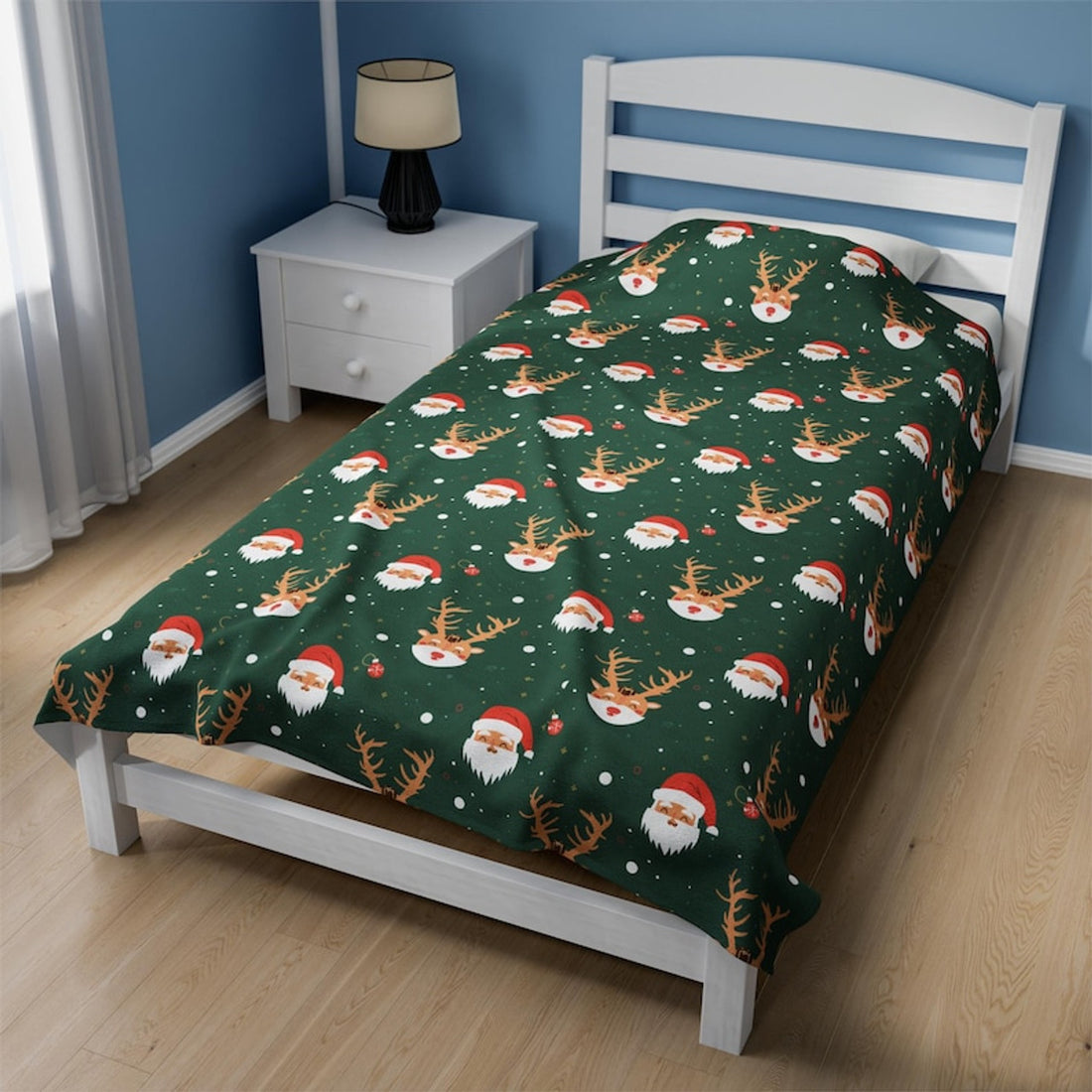 FUNSTUFFPRINT Cute Christmas Blanket Santa Blanket Reindeer Blanket Christmas Gift for Her Kids Blanket Christmas Plush Velveteen Blanket