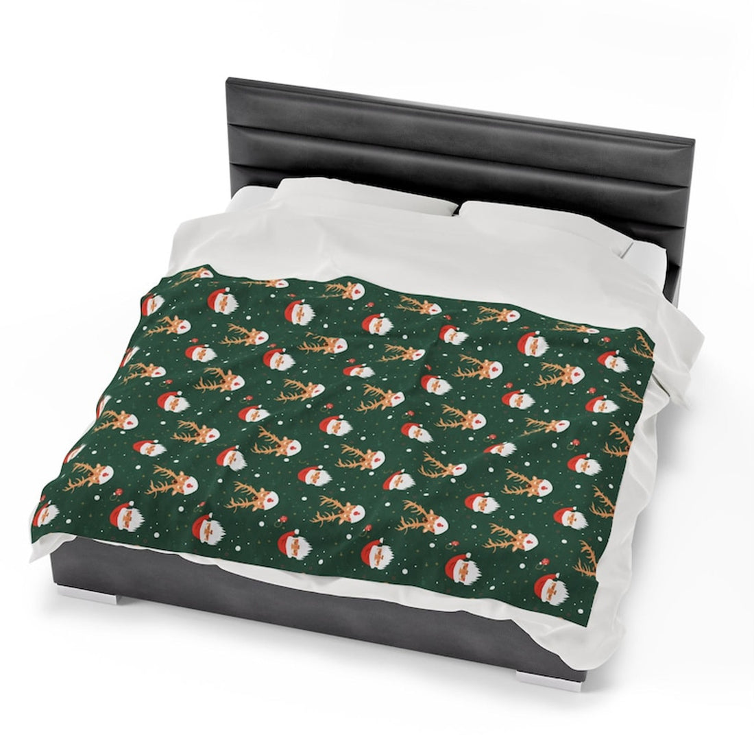 FUNSTUFFPRINT Cute Christmas Blanket Santa Blanket Reindeer Blanket Christmas Gift for Her Kids Blanket Christmas Plush Velveteen Blanket