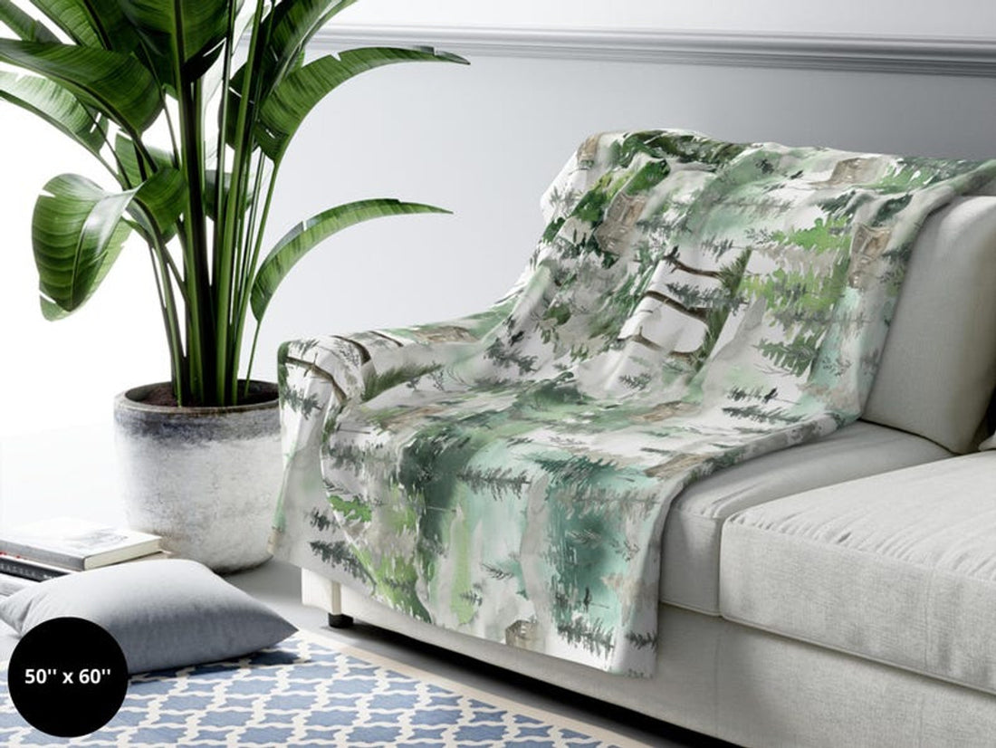 FUNSTUFFPRINT Forest Blanket| Evergreen Forest Decor| Woodland Pine Fir Tree Throw Blanket |Nature Home Living Room Decor| Camping Cabin RV Camper Blanket