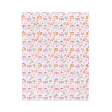 FUNSTUFFPRINT Halloween Velveteen Plush Blanket | Whimsical Pink Pumpkin Fall Home Decor | Cozy Autumn Dorm Room Bedding | Cute Halloween Throw Blanket