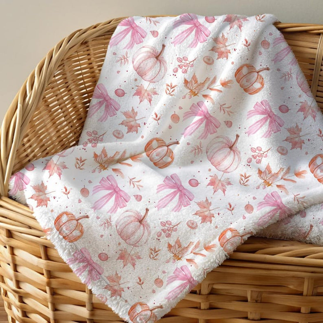 FUNSTUFFPRINT Halloween Velveteen Plush Blanket | Whimsical Pink Pumpkin Fall Home Decor | Cozy Autumn Dorm Room Bedding | Cute Halloween Throw Blanket