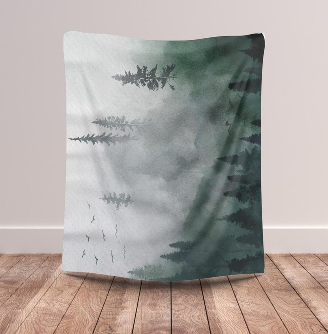 FUNSTUFFPRINT Forest Blanket| Evergreen Forest Home Decor| Woodland Pine Fir Tree Throw Blanket |Nature Living Room Decor| Camping Cabin RV Camper Blanket