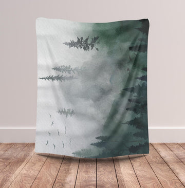 FUNSTUFFPRINT Forest Blanket| Evergreen Forest Home Decor| Woodland Pine Fir Tree Throw Blanket |Nature Living Room Decor| Camping Cabin RV Camper Blanket