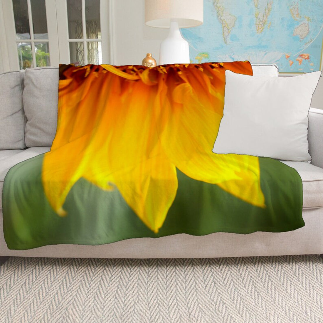FUNSTUFFPRINT Sunflower Sherpa Blanket, Sunflower Blanket Three sizes