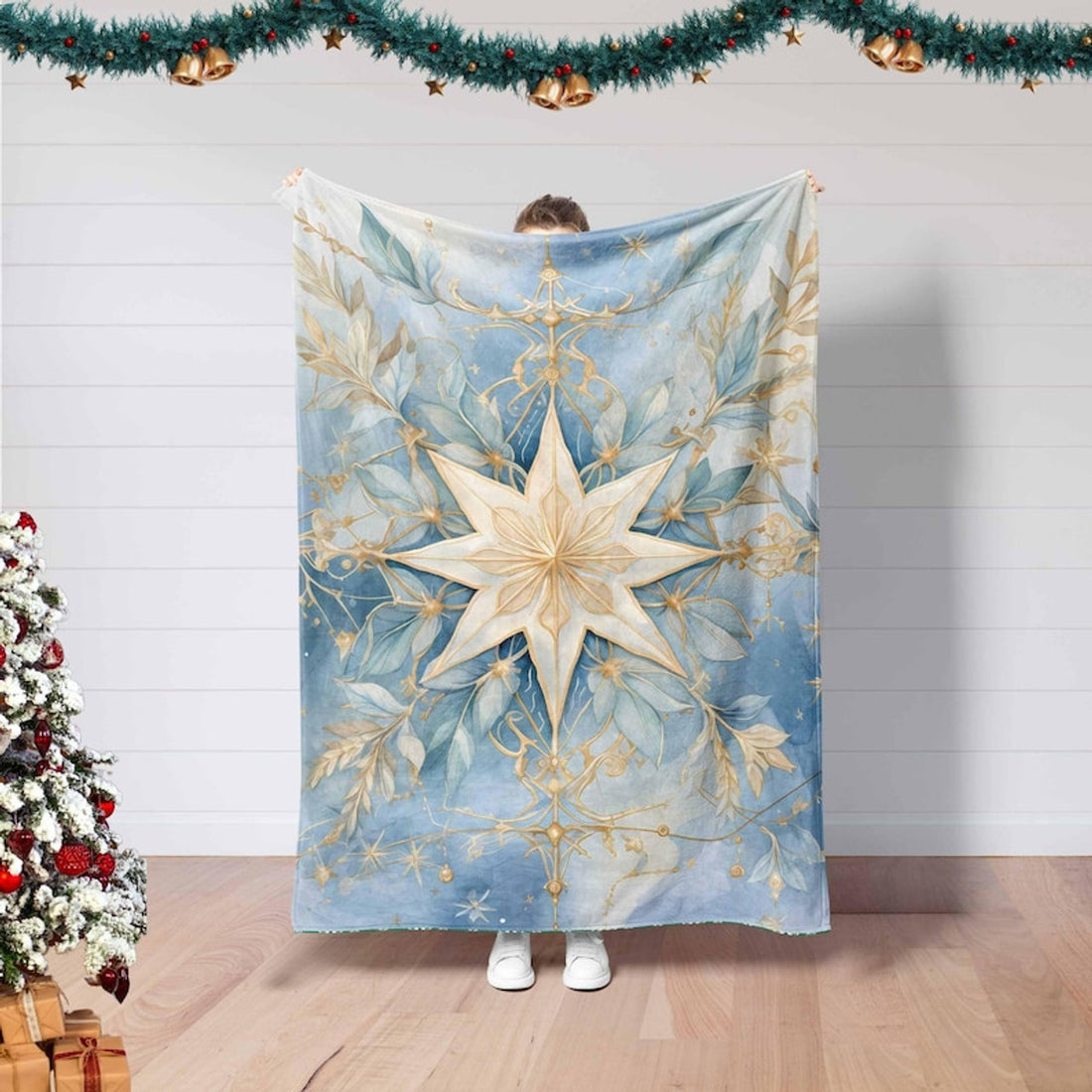FUNSTUFFPRINT Star Blanket, Christmas Star Blanket Gift, Winter Xmas Season Gift, Graphic Blanket, Bedding Decor,Family Christmas Night Gift,Throw Blanket