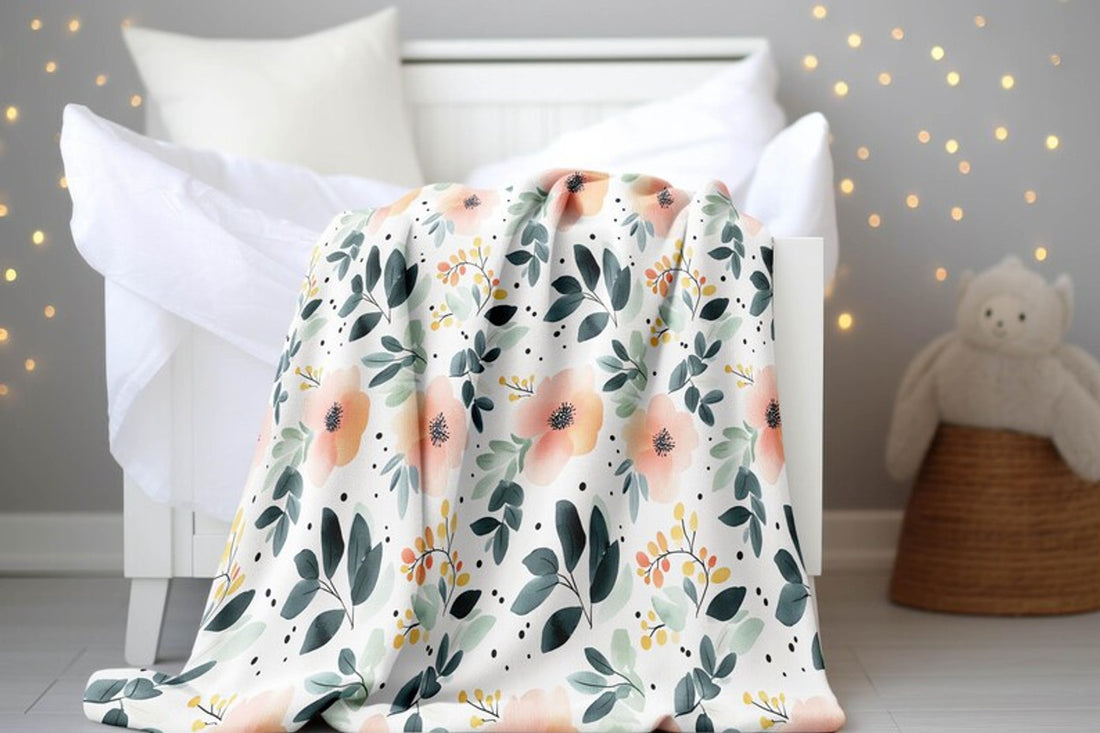 FUNSTUFFPRINT Boho Floral Pastel Throw Blanket, Baby Girl Blanket, Sherpa Blanket, Velveteen Blanket, Floral Blanket, Newborn Blanket, Cozy Blankets