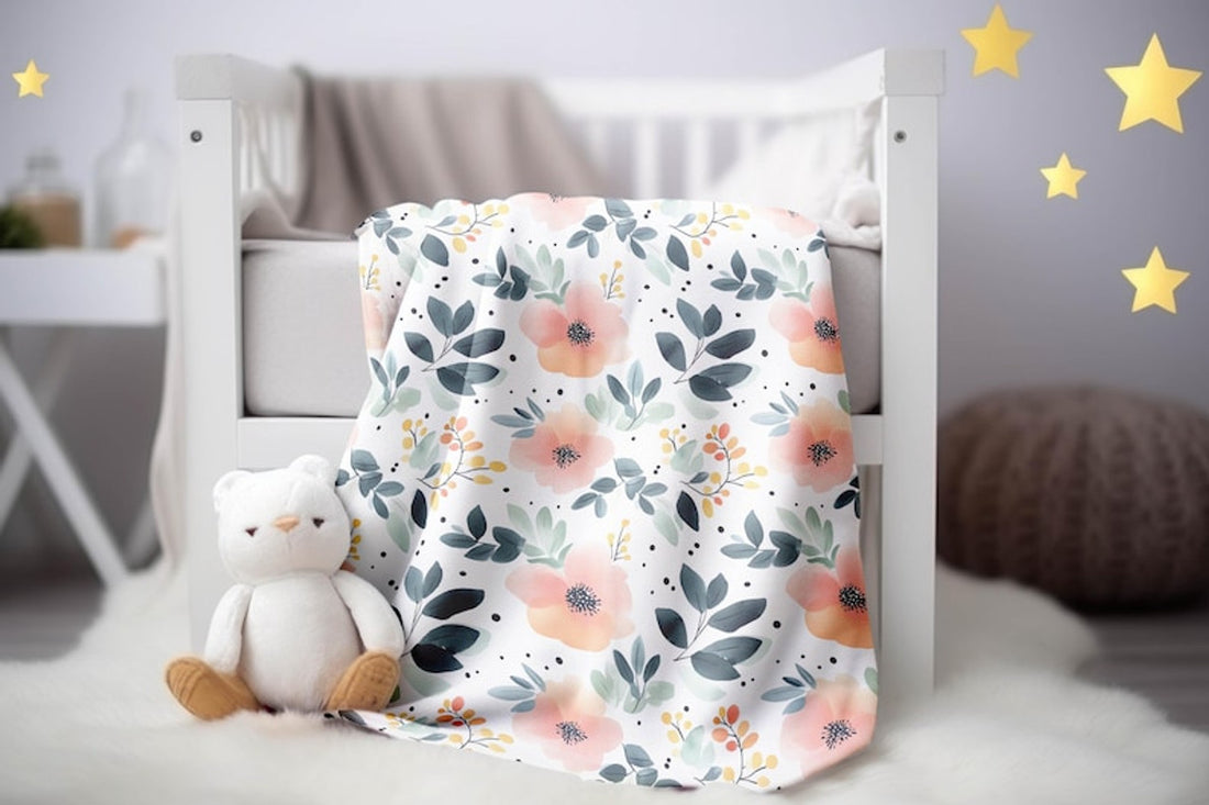 FUNSTUFFPRINT Boho Floral Pastel Throw Blanket, Baby Girl Blanket, Sherpa Blanket, Velveteen Blanket, Floral Blanket, Newborn Blanket, Cozy Blankets
