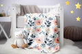 FUNSTUFFPRINT Boho Floral Pastel Throw Blanket, Baby Girl Blanket, Sherpa Blanket, Velveteen Blanket, Floral Blanket, Newborn Blanket, Cozy Blankets