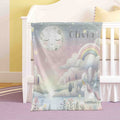 FUNSTUFFPRINT Custom  Baby Unicorn Blanket Personalized Rainbow Moon Nursery Blanket Little Unicorn Kids Custom Name Blanket Baby Shower Gift For Girls