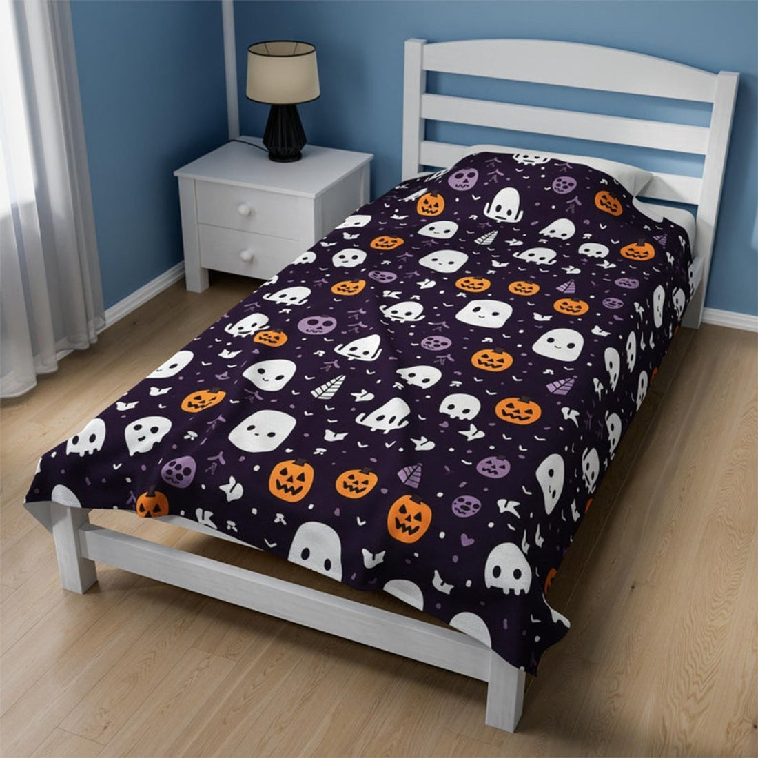 FUNSTUFFPRINT Ghost And Pumpkin Blanket For Kids, Halloween Decor For Home, Unique Birthday Gift For Teenage Girl, Snuggle Blanket For Kids, Cozy Blanket