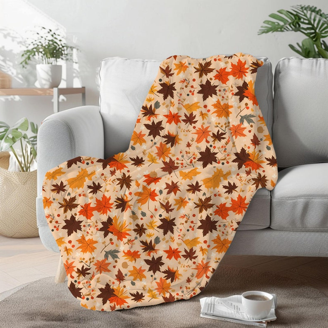 FUNSTUFFPRINT Autumn Decor Throw Blanket For Bed, Unique Gift For Best Friend, Fall Decor For Home, Fall Aesthetics Decor For Home, Cozy Bedding For King