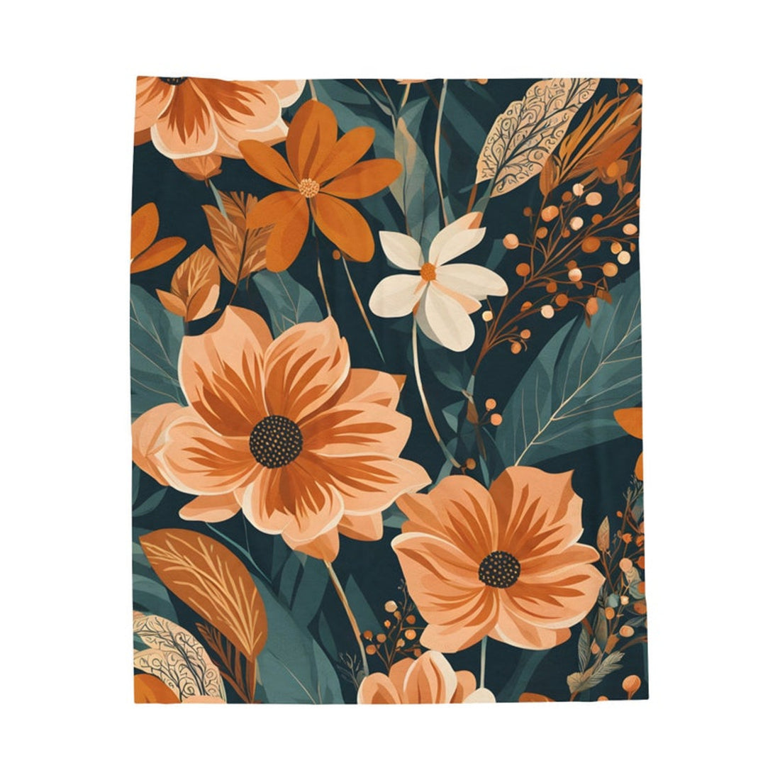 FUNSTUFFPRINT Fall Floral Throw Blanket Velveteen Plush Blanket for Autumn Fall Home Decor Cozy Throw Blanket Housewarming Gift Extra Soft Blanket