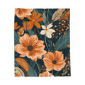 FUNSTUFFPRINT Fall Floral Throw Blanket Velveteen Plush Blanket for Autumn Fall Home Decor Cozy Throw Blanket Housewarming Gift Extra Soft Blanket