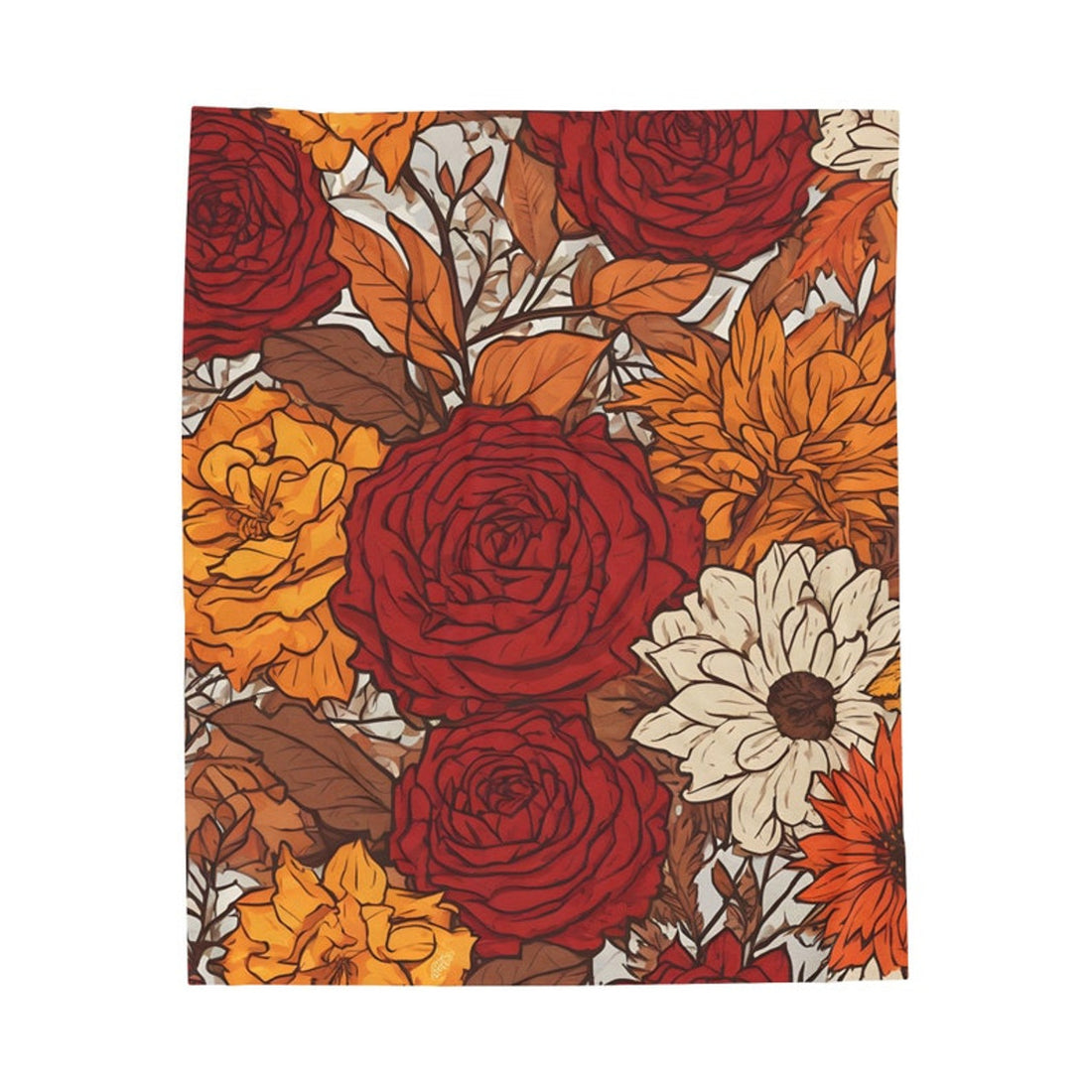 FUNSTUFFPRINT Fall Floral Throw Blanket, Autumn Throw Blanket, Soft Velveteen Blanket, Fall Throw Blanket For Couch Or Bed, Fall Home Decor, Autumn Decor