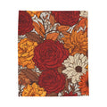 FUNSTUFFPRINT Fall Floral Throw Blanket, Autumn Throw Blanket, Soft Velveteen Blanket, Fall Throw Blanket For Couch Or Bed, Fall Home Decor, Autumn Decor