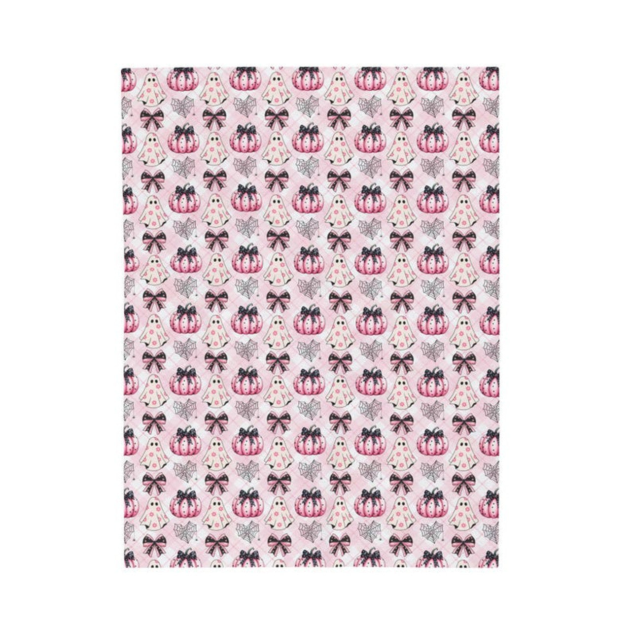 FUNSTUFFPRINT Cozy Velveteen Trendy Ghost Blanket | Fall Spooky Season Home Decor | Preppy Halloween Room Decor | Plush Throw Blanket for Dorm Room