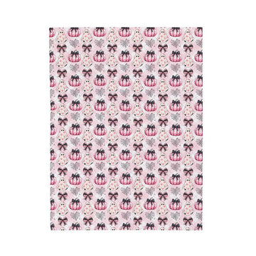 FUNSTUFFPRINT Cozy Velveteen Trendy Ghost Blanket | Fall Spooky Season Home Decor | Preppy Halloween Room Decor | Plush Throw Blanket for Dorm Room